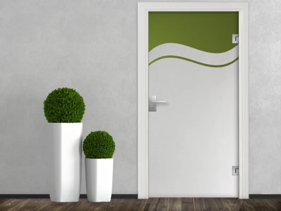 sichtschutz für Fenster mit Wellenmotiv auf Glastür