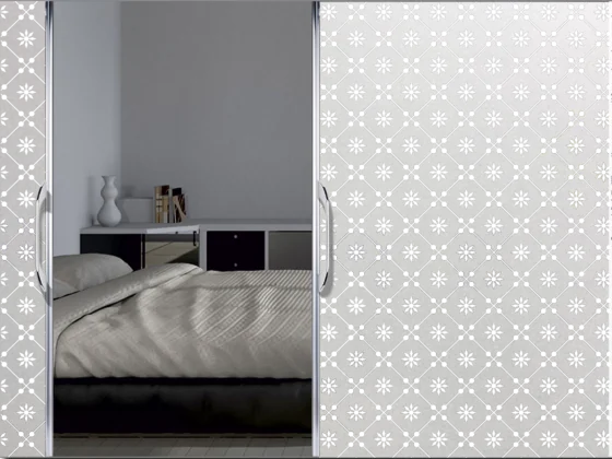 Sternchenglas Dekor auf Milchglasfolie gedruckt