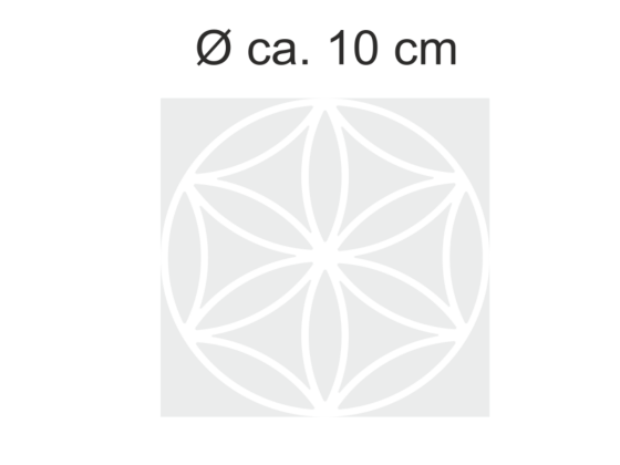 Preview: Sichtschutzdekor in Musselinglasoptik mit der Blume des Lebens