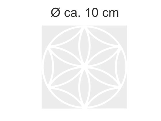 Sichtschutzdekor in Musselinglasoptik mit der Blume des Lebens