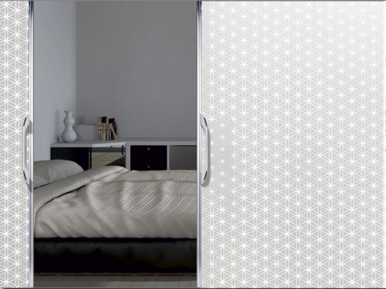 Preview: Sichtschutzdekor in Musselinglasoptik mit der Blume des Lebens 5 cm