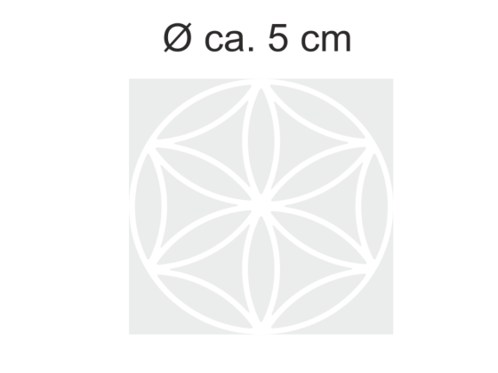 Preview: Sichtschutzdekor in Musselinglasoptik mit der Blume des Lebens 5 cm