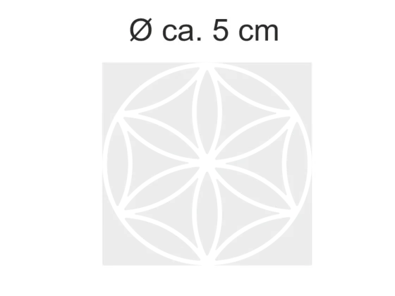 Sichtschutzdekor in Musselinglasoptik mit der Blume des Lebens 5 cm