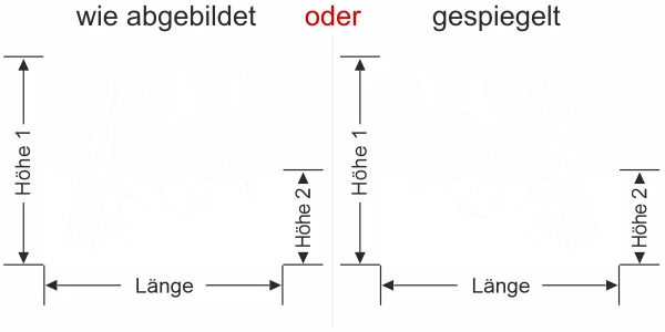 Sichtschutzfolie Bambusrohr mit Vögeln - Ansicht Ausrichtung mit Farbauswahl und Anleitung zur Größenberechnung - Vorschlag 1