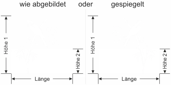 Sichtschutzfolie Bambuszweig mit Vogel - Ansicht Ausrichtung mit Farbauswahl und Anleitung zur Größenberechnung - Vorschlag 1