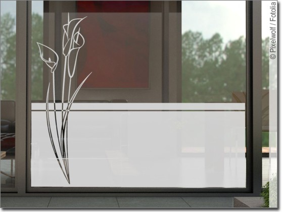 Sichtschutzfolie Storch und Gräser Wildblumen florale Fensterfolie  Fensterdeko Milchglasfolie Folie Fenster