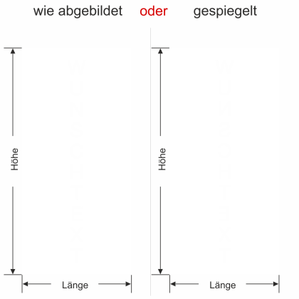 Preview: Sichtschutzfolie mit persönlichem WunschtextSichtschutzfolie mit persönlichem Wunschtext - Ansicht Ausrichtung und Farbauswahl