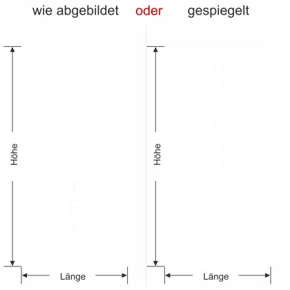 Sichtschutzfolie mit persönlichem WunschtextSichtschutzfolie mit persönlichem Wunschtext - Ansicht Ausrichtung und Farbauswahl