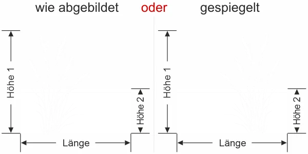 Sichtschutzfolie Filigranes Ziergras - Ansicht Ausrichtung mit Farbauswahl und Anleitung zur Größenberechnung - Vorschlag 1