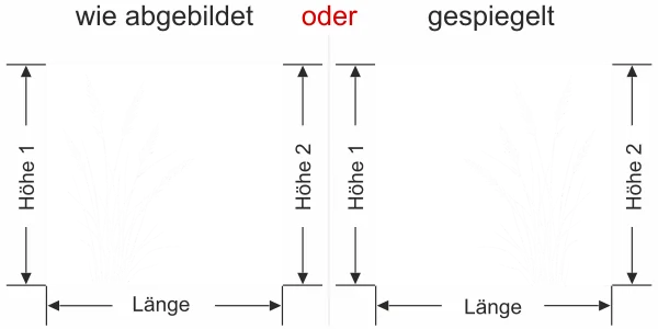 Sichtschutzfolie Filigranes Ziergras - Ansicht Ausrichtung mit Farbauswahl und Anleitung zur Größenberechnung - Vorschlag 2