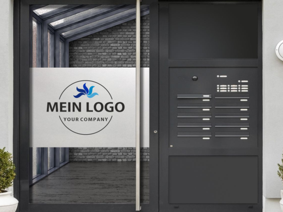 Preview: Sichtschutzfolie Firmenlogo gedruckt