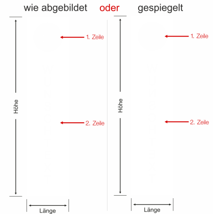 Preview: Sichtschutzfolie mit Hausnummer und Namen - Ansicht Ausrichtung und Farbauswahl