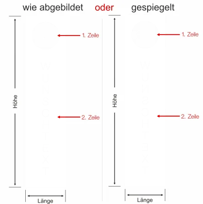 Sichtschutzfolie mit Hausnummer und Namen - Ansicht Ausrichtung und Farbauswahl