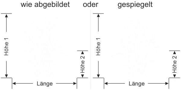 Sichtschutzfolie Goldfruchtpalme - Ansicht Ausrichtung mit Farbauswahl und Anleitung zur Größenberechnung - Vorschlag 1