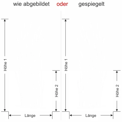 Sichtschutzfolie Majestätische Gräser - Ansicht Ausrichtung mit Farbauswahl und Anleitung zur Größenberechnung - Vorschlag 1
