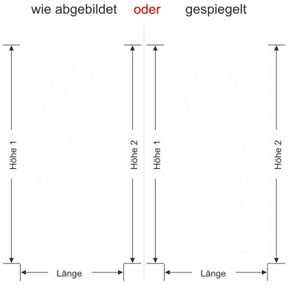 Sichtschutzfolie Majestätische Gräser - Ansicht Ausrichtung mit Farbauswahl und Anleitung zur Größenberechnung - Vorschlag 2