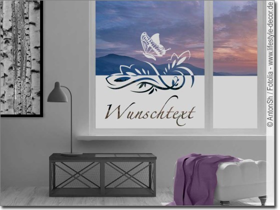 Preview: Sichtschutz mit Wunschtext und Schmetterling Preview: Sichtschutz mit Wunschtext und Schmetterling