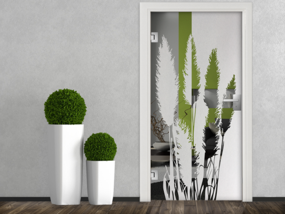 Preview: Sichtschutz Pampasgras auf Glastür