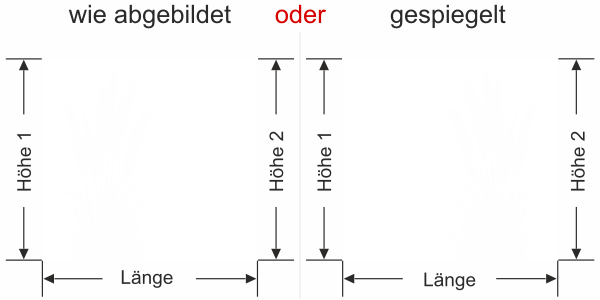 Preview: Sichtschutzfolie Pampasgras mit Wedel - Ansicht Ausrichtung mit Farbauswahl und Anleitung zur Größenberechnung - Vorschlag 2