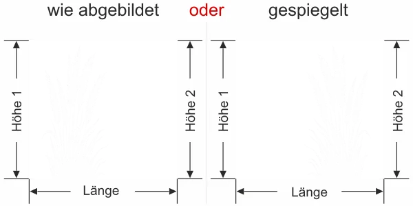 Sichtschutzfolie Pampasgras mit Wedel - Ansicht Ausrichtung mit Farbauswahl und Anleitung zur Größenberechnung - Vorschlag 2