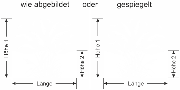 Preview: Sichtschutzfolie Pampasgras und Vögel im Wind - Ansicht Ausrichtung mit Farbauswahl und Anleitung zur Größenberechnung - Vorschlag 1