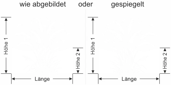 Sichtschutzfolie Pampasgras und Vögel im Wind - Ansicht Ausrichtung mit Farbauswahl und Anleitung zur Größenberechnung - Vorschlag 1