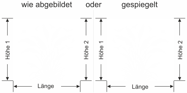 Preview: Sichtschutzfolie Pampasgras und Vögel im Wind - Ansicht Ausrichtung mit Farbauswahl und Anleitung zur Größenberechnung - Vorschlag 2