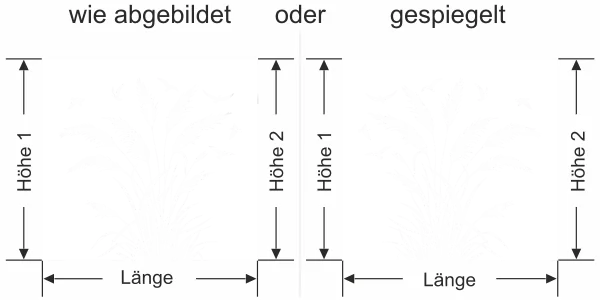 Sichtschutzfolie Pampasgras und Vögel im Wind - Ansicht Ausrichtung mit Farbauswahl und Anleitung zur Größenberechnung - Vorschlag 2