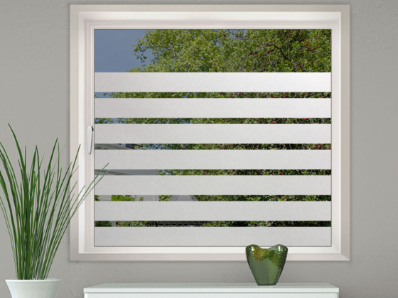 Preview: Eingangstür Sichtschutzfolie Streifen 10/3 cm auf Fenster