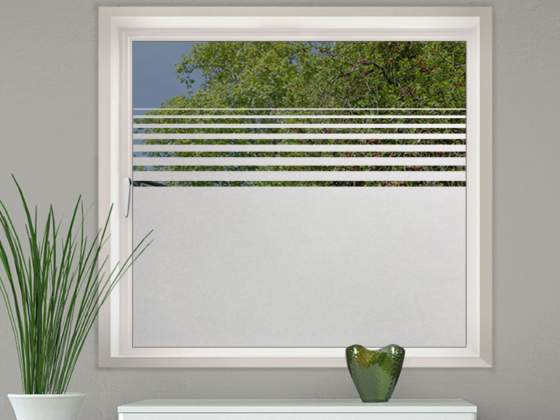 Preview: Sichtschutzfolie Streifendekor Milchglas auf Fenster