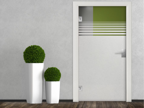 Preview: Sichtschutzfolie Streifendekor Milchglas auf Tür