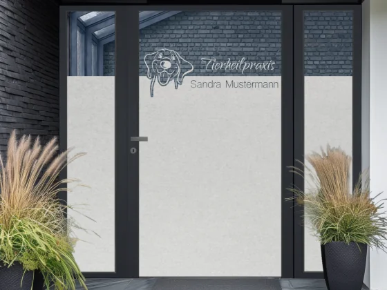 Sichtschutzfolie mit Wunschtext für Tierarzt