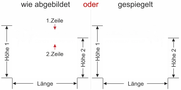 Sichtschutzfolie mit Wunschtext für Tierarzt - Ansicht Ausrichtung mit Farbauswahl Vorschlag 1