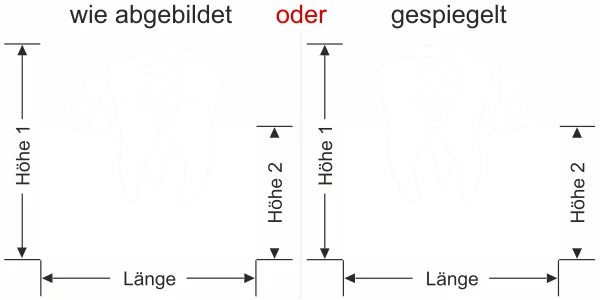 Selbstklebende Sichtschutzfolie für die Zahnarztpraxis - Ansicht Ausrichtung mit Farbauswahl Vorschlag 1