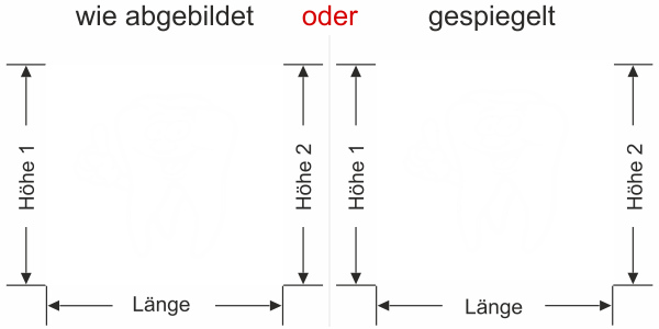 Preview: Selbstklebende Sichtschutzfolie für die Zahnarztpraxis - Ansicht Ausrichtung mit Farbauswahl Vorschlag 1