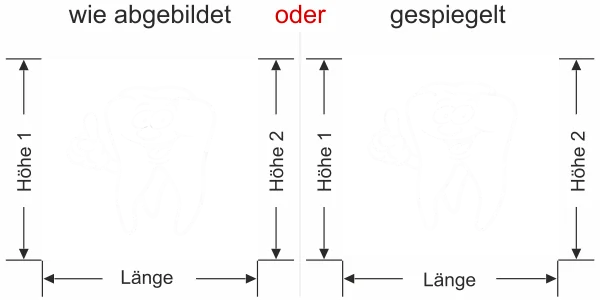 Selbstklebende Sichtschutzfolie für die Zahnarztpraxis - Ansicht Ausrichtung mit Farbauswahl Vorschlag 1