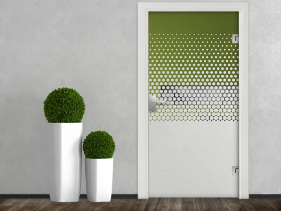 Fensterfolie Verlauf mit Kreisen auf Glastür