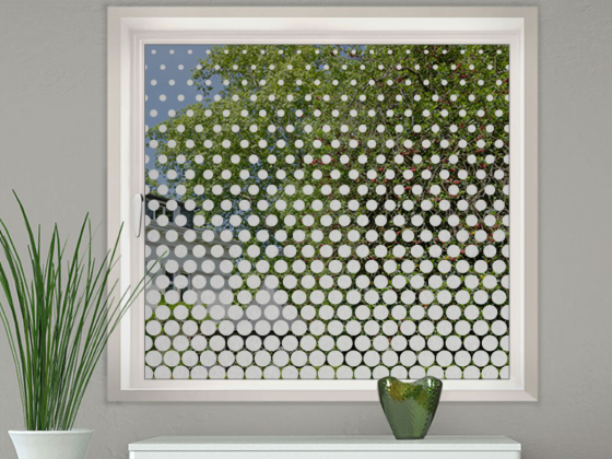 Fensterfolie Verlauf mit Kreisen von unten nach oben