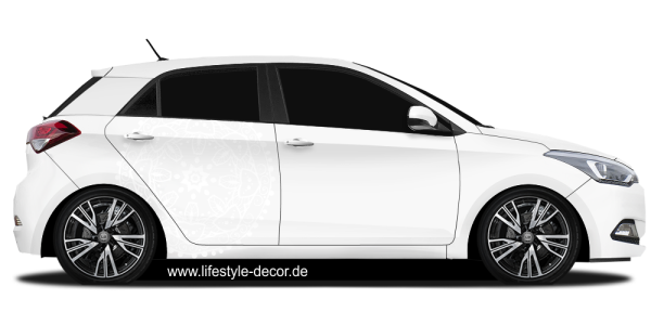 Preview: Autoaufkleber mit Spirituellem Mandala auf hellem PKW - Ansicht Farbauswahl