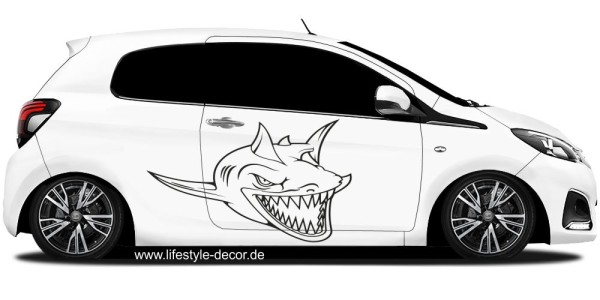 Sticker für die Seite oder Motorhaube des Auto mit Hai Motiv
