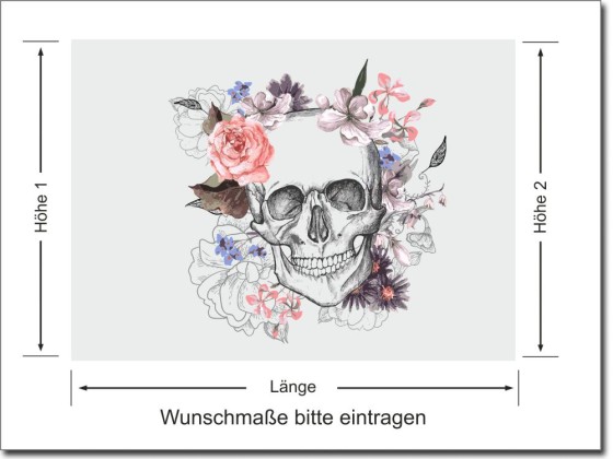 Preview: Druck auf Milchglasfolie Totenkopf