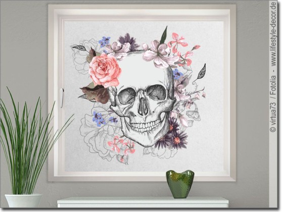 Preview: Druck auf Milchglasfolie Totenkopf