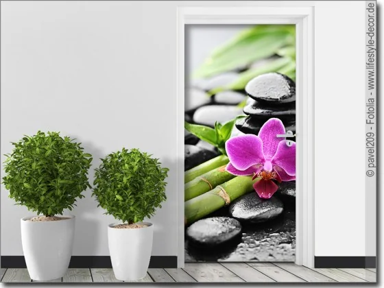 Fotofolie für Tür mit Wellness Orchidee