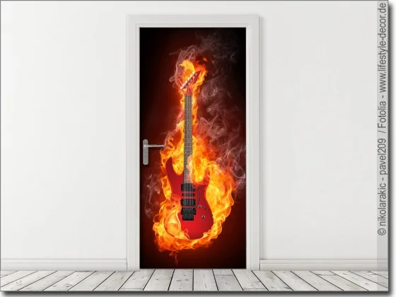 Türposter Electric Guitar in fire