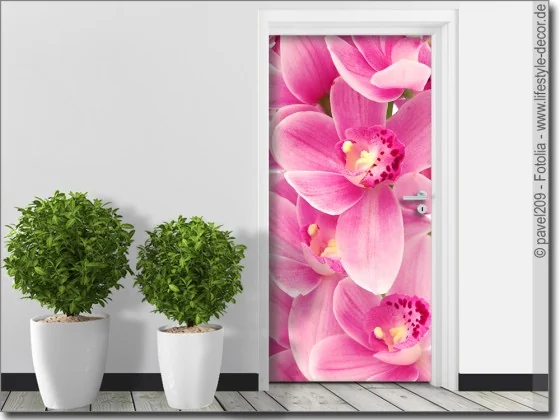 Türposter mit Orchideen Blüten