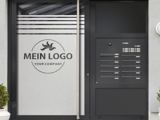 Preview: Sichtschutzfolie Blickschutz mit Logo