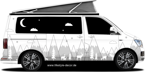 Preview: Autoaufkleber Abstrakte Berge und Rehfamilie Preview: Autoaufkleber Abstrakte Berge und Rehfamilie