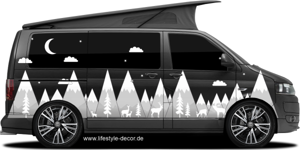 Preview: Autoaufkleber Abstrakte Berge und Rehfamilie Preview: Autoaufkleber Abstrakte Berge und Rehfamilie