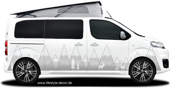 Preview: Autoaufkleber Abstrakte Berge und Rehfamilie Preview: Autoaufkleber Abstrakte Berge und Rehfamilie