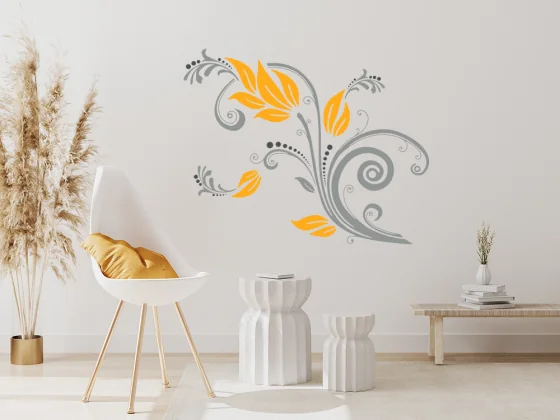 Farbiges Wandtattoo Flower Ornament